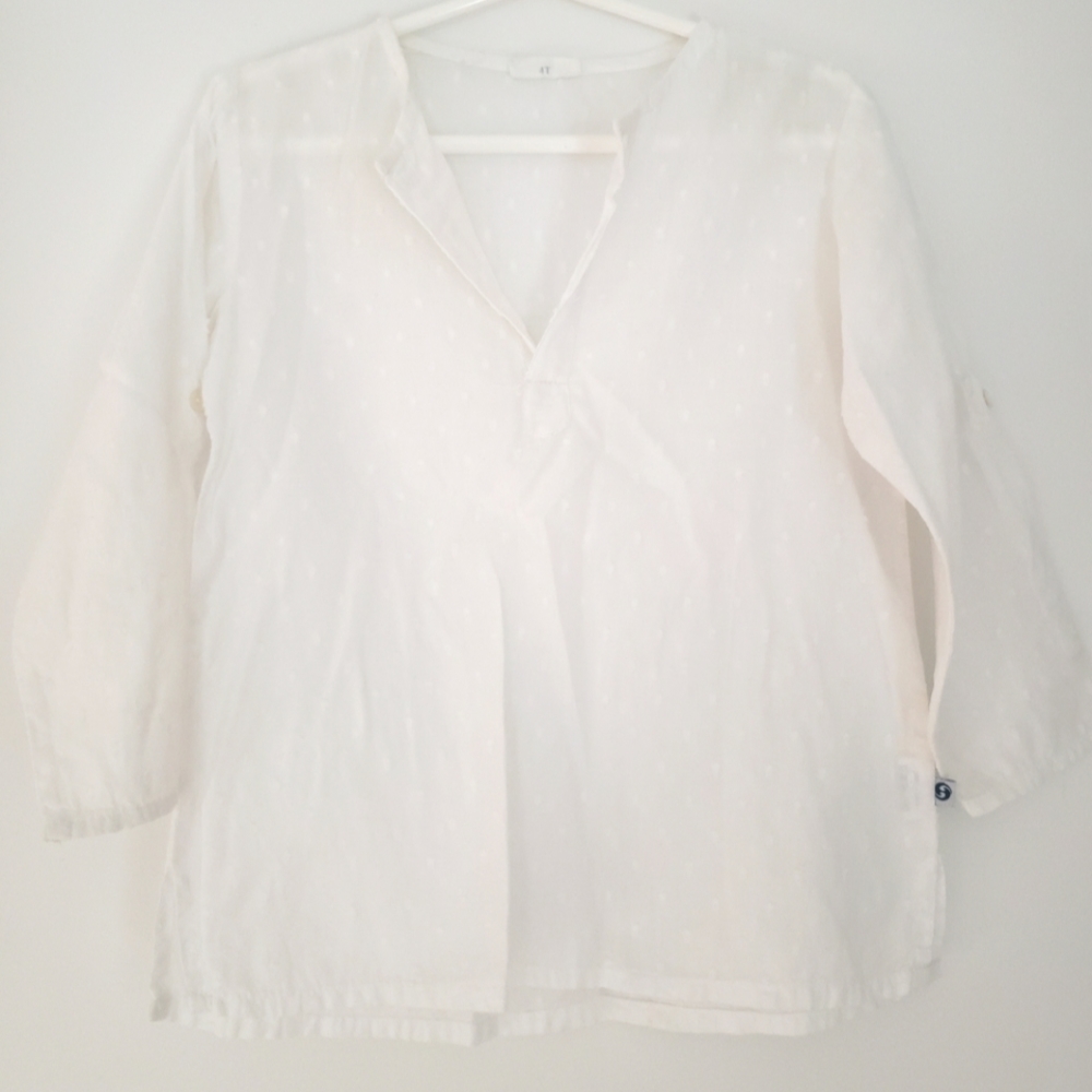 Little Handprint white top 4t